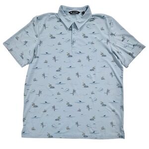 Travis Mathew Going Rogue Golf Polo Mens XXL Polo Party Parrots & Pelicans (76)